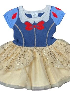 Disney Girls Snow White Dress Sweater Knit Bodice Tulle Skirt